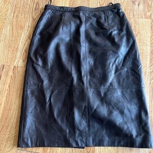 Talbots Brown Faux Leather Pencil Skirt